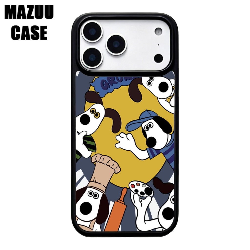 เคสไอโฟน TPU ขอบดำ หลังแข็งใส กันกระแทก ลายการ์ตูนสุนัข Gromit สไตล์น่ารัก สำหรับ iPhone 17 16 15 14 13 12 11 Pro Max Pl