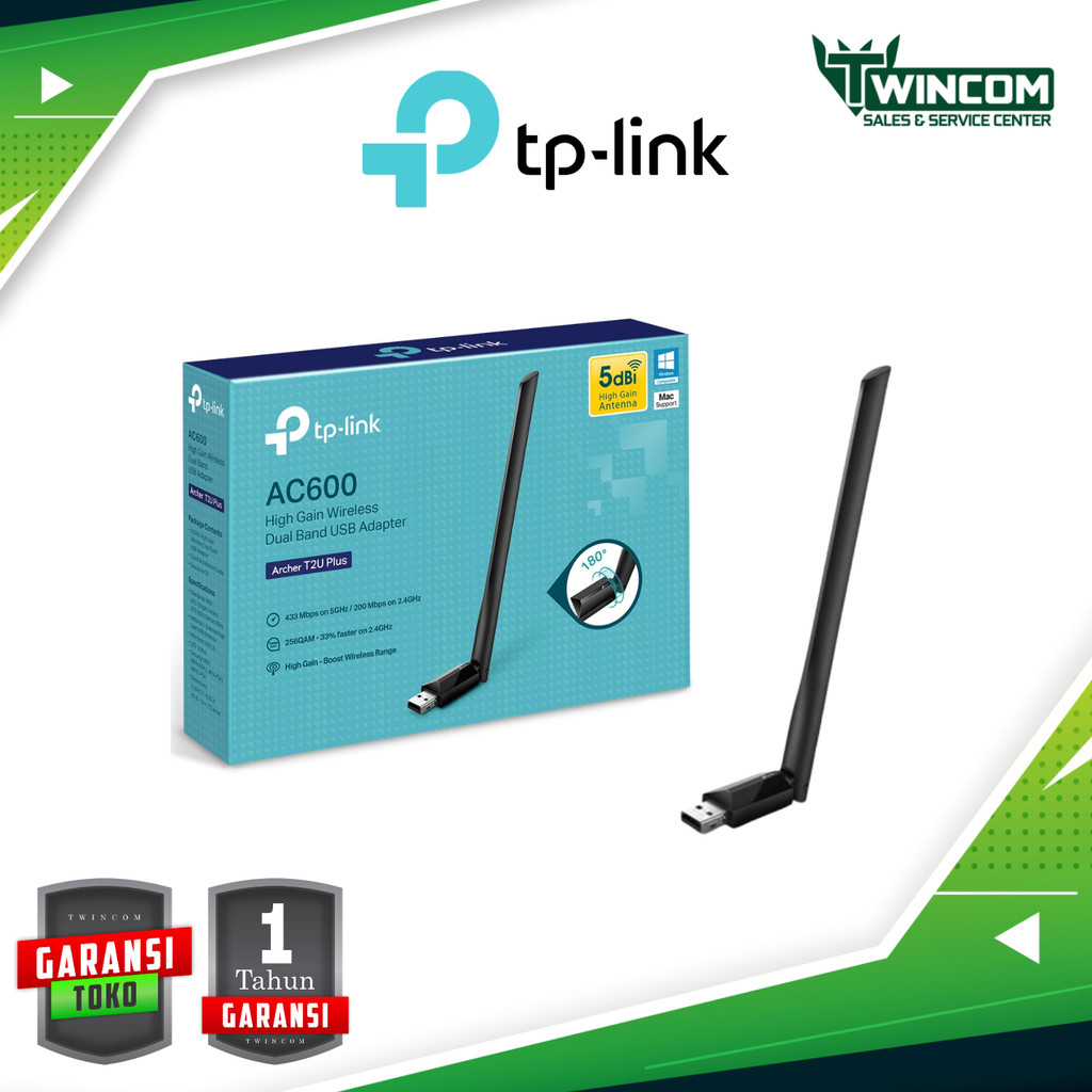 TP-LINK AC600 อะแดปเตอร์ USB DualBand ไร้สายกําลังสูง Archer T2U Plus