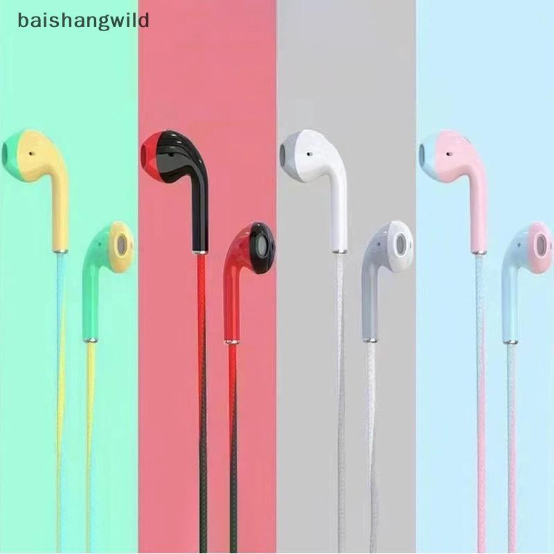Bwth หูฟังชนิดใส่ในหูสี Macaron พร้อมไมโครโฟนสําหรับ Xiaomi Huawei Samsung 3.5 มม.หูฟังสเตอริโอแบบมีสาย Jelly
