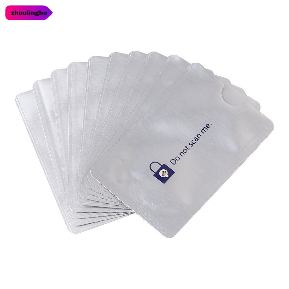 ZHOULINGHO 10 ชิ้นการ์ดแขนป้องกัน RFID Blocking ป้องกันสแกนป้องกัน RFID กระเป๋าสตางค์