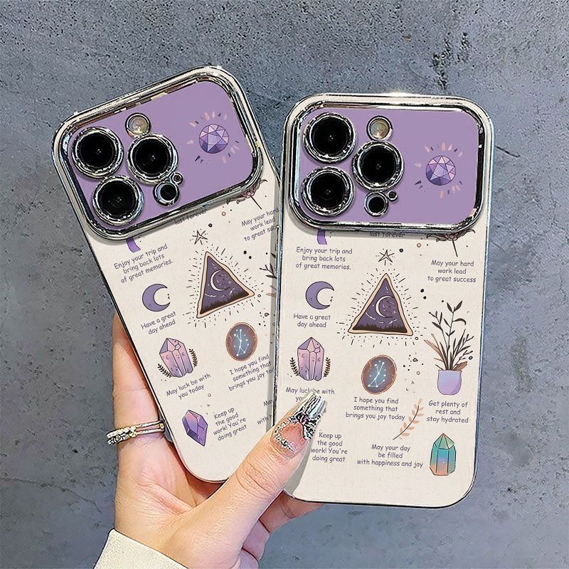 เคสไอโฟน สำหรับ IPhone 13 16 17 Air 15 11 12 14 Pro Max XR Max 7 8 Plus สีม่วงดวงจันทร์ 3D เคส IPhon