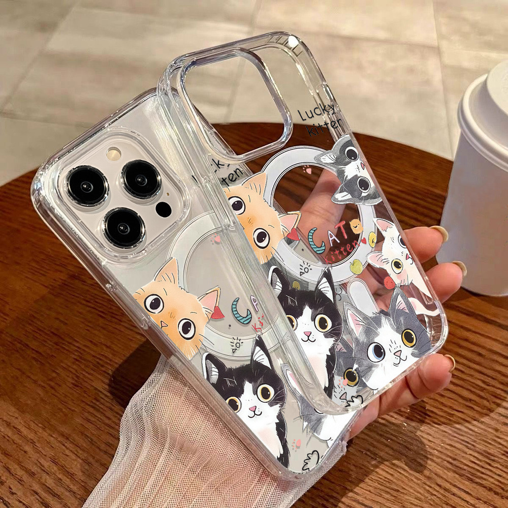 ลายคาร์บอนไฟเบอร์แบบแม่เหล็กเคส For iPhone 17 16 15 14 13 12 11 Pro Max เคสไอโฟน11 13 พร้อมที่ยึดเคสโทรศัพท์มือถือ