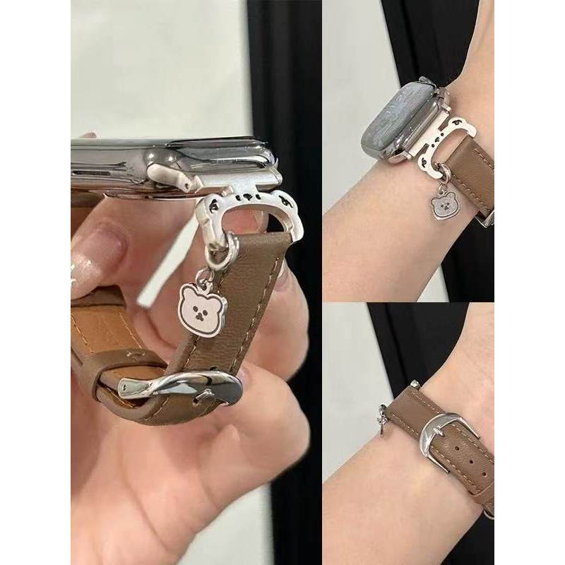 watch นาฬิกาผู้หญิง จี้หมีเหมาะสำหรับ Apple s10สายนาฬิกา apple watchs9 watch se ผู้หญิง46