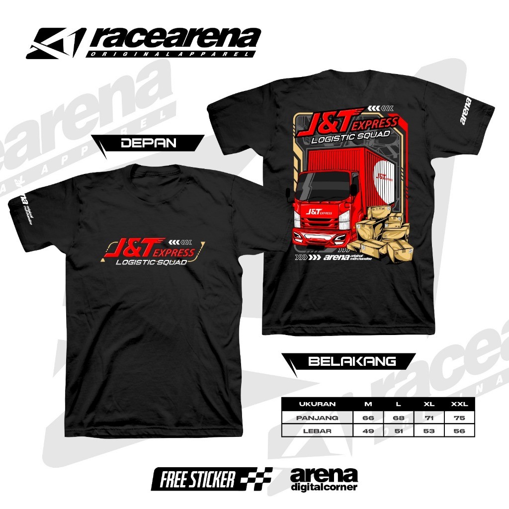 JNT EXPRESS J&T LOGISTICS WARRIOR เสื้อยืด RUPIAH FIGHTER COURIER แพคเกจ THROUGHOUT INDONESIA S-2XL 