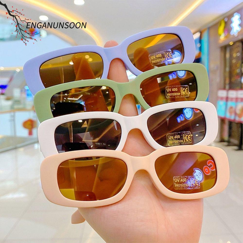 ENGANUNSOON Kids Oval Frame Sun Glasses, Outdoor Sun Protection Childrens Square Glasses, Retro Summ