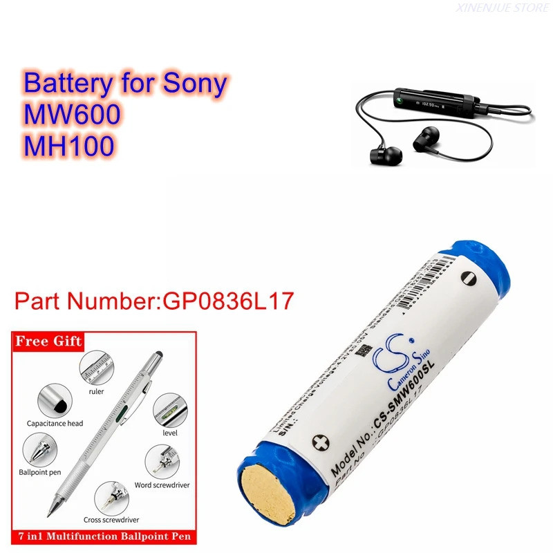 แบตเตอรี่ชุดหูฟังไร้สาย 3.7V/250mAh GP0836L17 สําหรับ Sony MW600,MH100