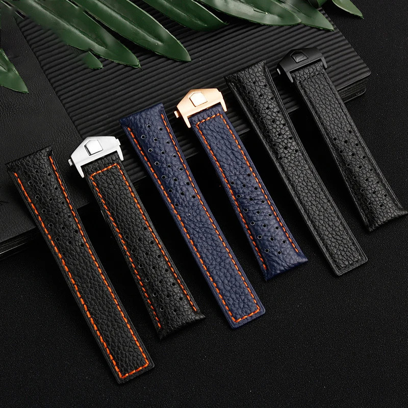 For TAG Heuer Monaco Carrara Watchband CAW211M 211P CAW211R 211T breathable Cow Leather Men's Foldin