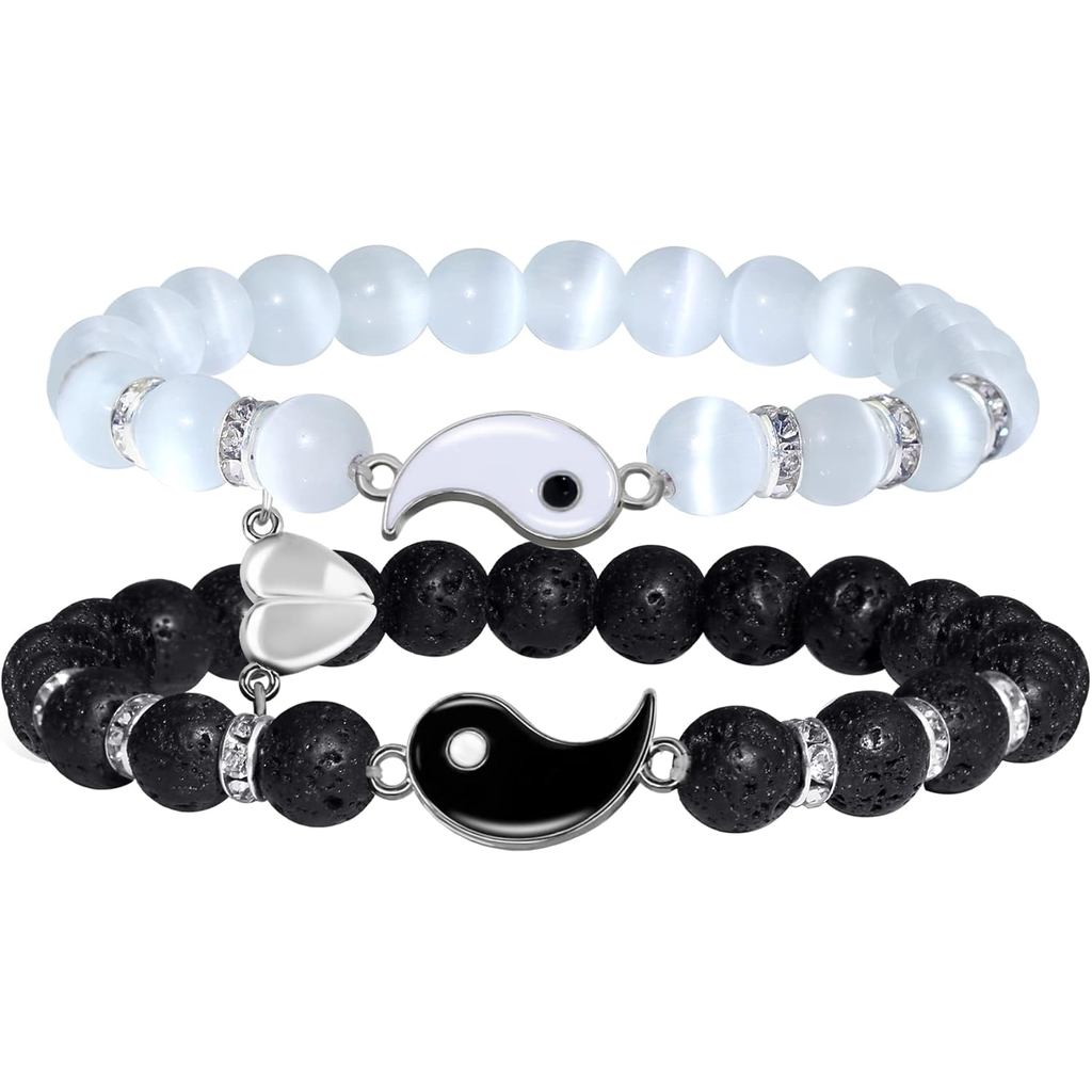 IleBelle Magnetic Heart Bracelets for Couples Gift, Matching Couple Bracelet for Boyfriend Jewelry, 