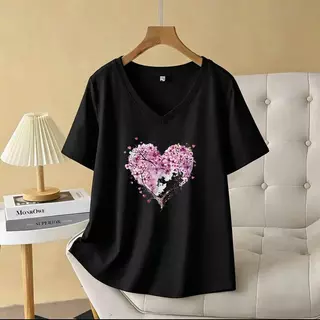 เสื้อยืดแขนสั้นผู้หญิง สไตล์อเมริกัน รุ่นใหม่ คอวี ทรงหลวม ฤดูร้อน ใส่สบาย ดูผอม ชุดลำลองสุดทันสมัย สื้อยืดผู้หญิงทุกวัน