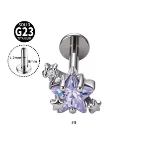 1 ชิ้น/เดี่ยวหัวใจ Star Shape Labret G23 ไทเทเนียมหู Tragus ต่างหู Helix Pinna เจาะ 16gauge Hypoallergenic