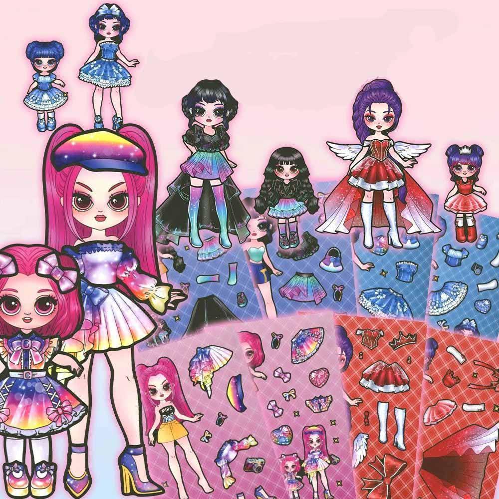 8PCS KPop Demon Hunters Mom Vs Baby Dress Up สติกเกอร์ Casual Puzzle Interactive ของเล่นตกแต่งสติกเกอร์กันน้ํา