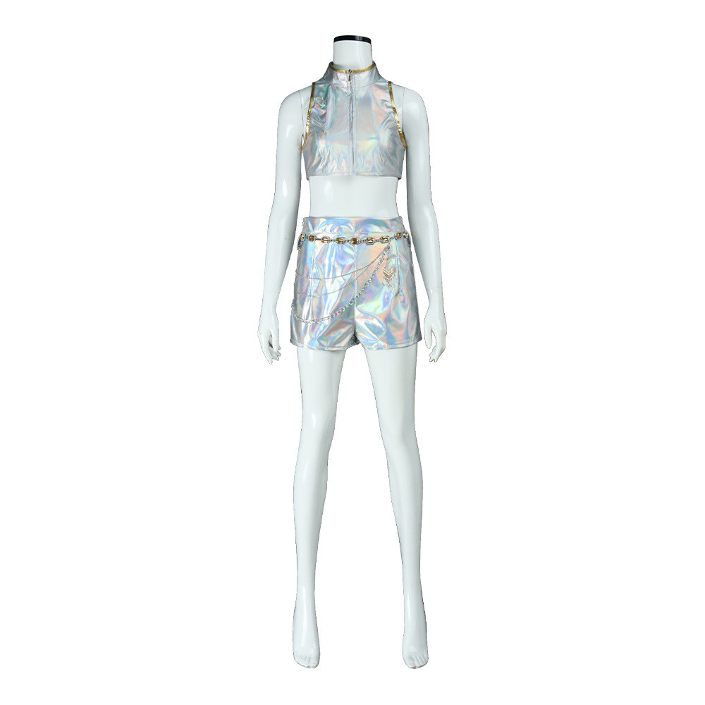 K-pop girl group cosplay costume, Rumi white stage outfit, Halloween role-playing costume