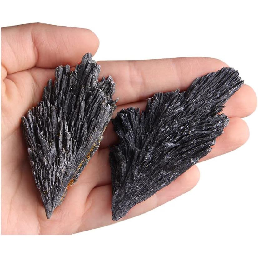 Acxico 2 ชิ้น 20 กรัมคริสตัล Kyanite สีดํา - ใบมีด Kyanite ธรรมชาติคริสตัลจํานวนมาก - สีดํา Kyanite