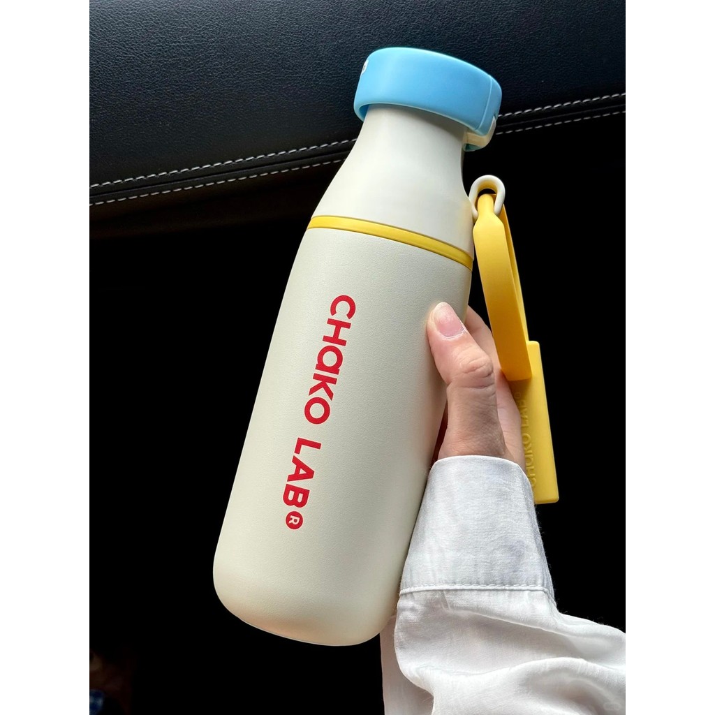 [ขวดนม Dopamine] CHAKO LAB Hexu ขวดน้ําความจุขนาดใหญ่ 500 มล. ถ้วยฟางแบบพกพา 316 สแตนเลสฉนวนกันความร้อนเย็นเก็บที่มีประโยชน์มูลค่าสูง Macaron สี Thermos