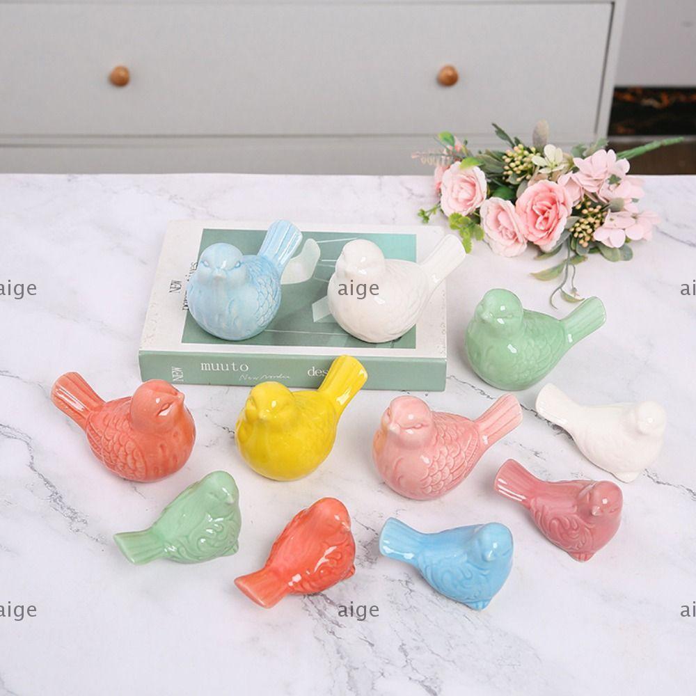 ไอจ เครื่องประดับนก,นกจําลองเซรามิก6สี,งานฝีมือตกแต่งน่ารักตุ๊กตานกตกแต่งบ้าน