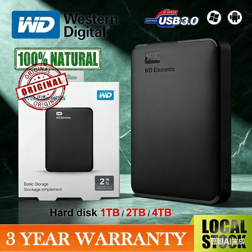 WD External HDD รุ่น Elements ความจุ 1TB USB 3.0 รับประกันศูนย์ Portable HDD ราคาถูก มีของพร้อมส่ง
