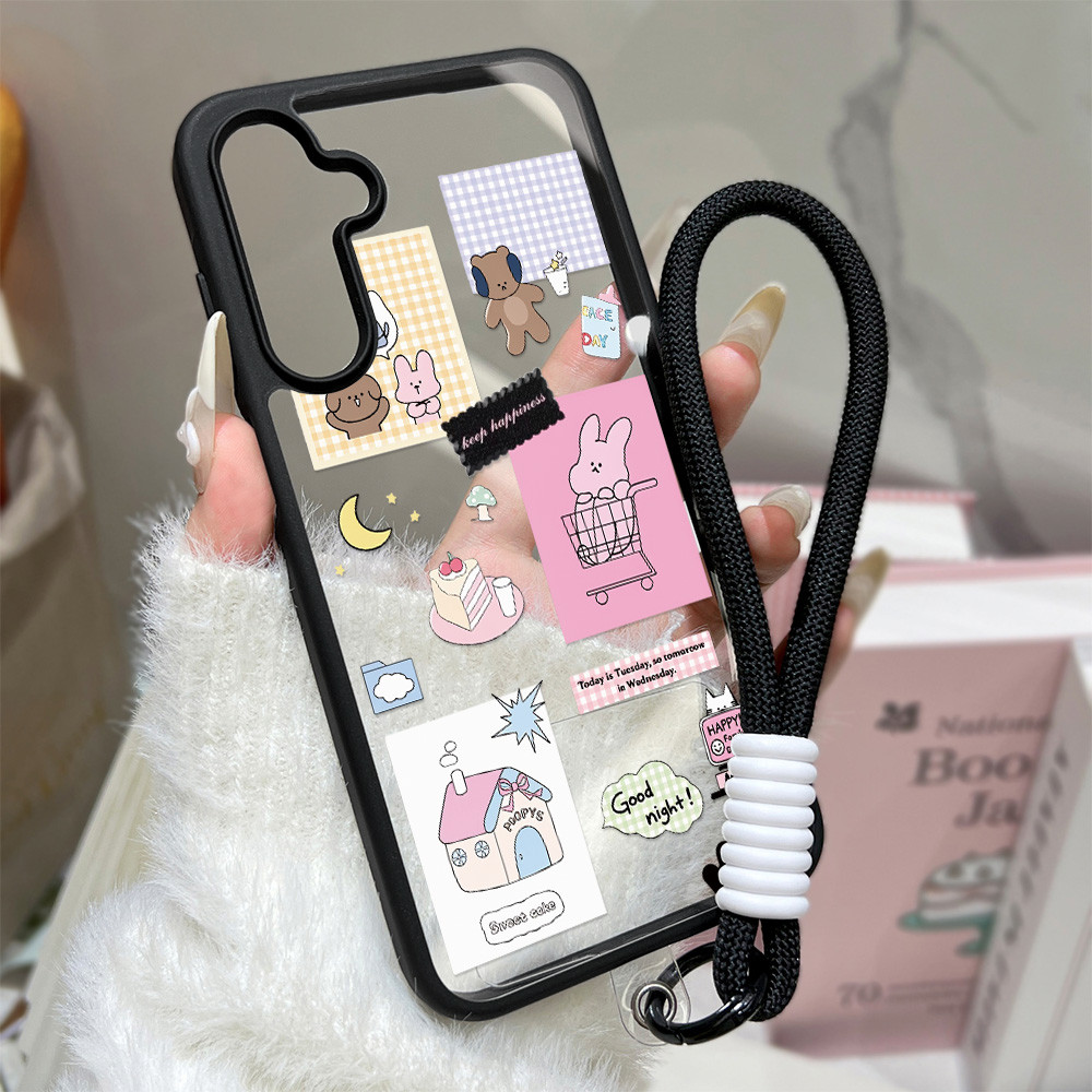 เคสมือถือ For Samsung A56 A07 A17 A57 S25 S26 Ultra A05S A16 A36 A37 A57 A15 A54 A06 A35 A14 S24 A34 A26 2in1สร้อยข้อมือ