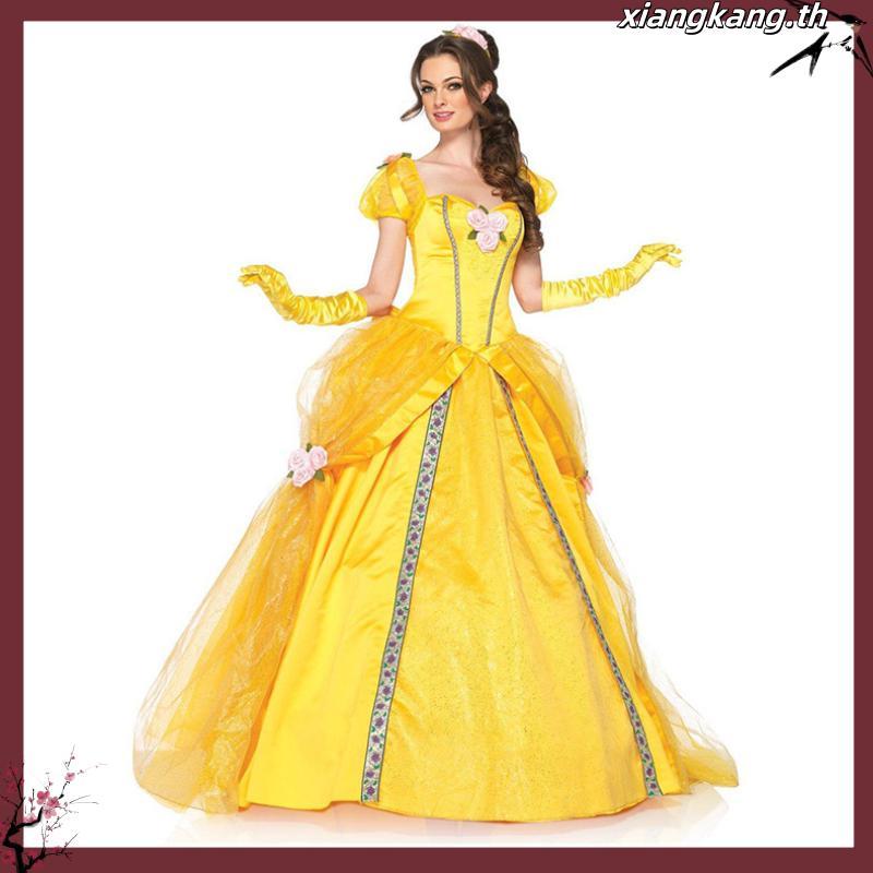 Oos ชุดเดรสคอสเพลย์เจ้าหญิง Belle Beauty and the Beast สําหรับผู้ใหญ่