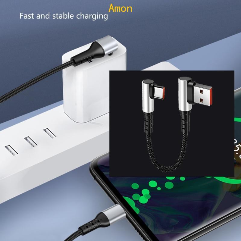 Amon สาย USB เป็น Type C ข้อศอก 90 องศาสําหรับการชาร์จอย่างรวดเร็วและซิงค์ข้อมูลที่มีประสิทธิภาพ