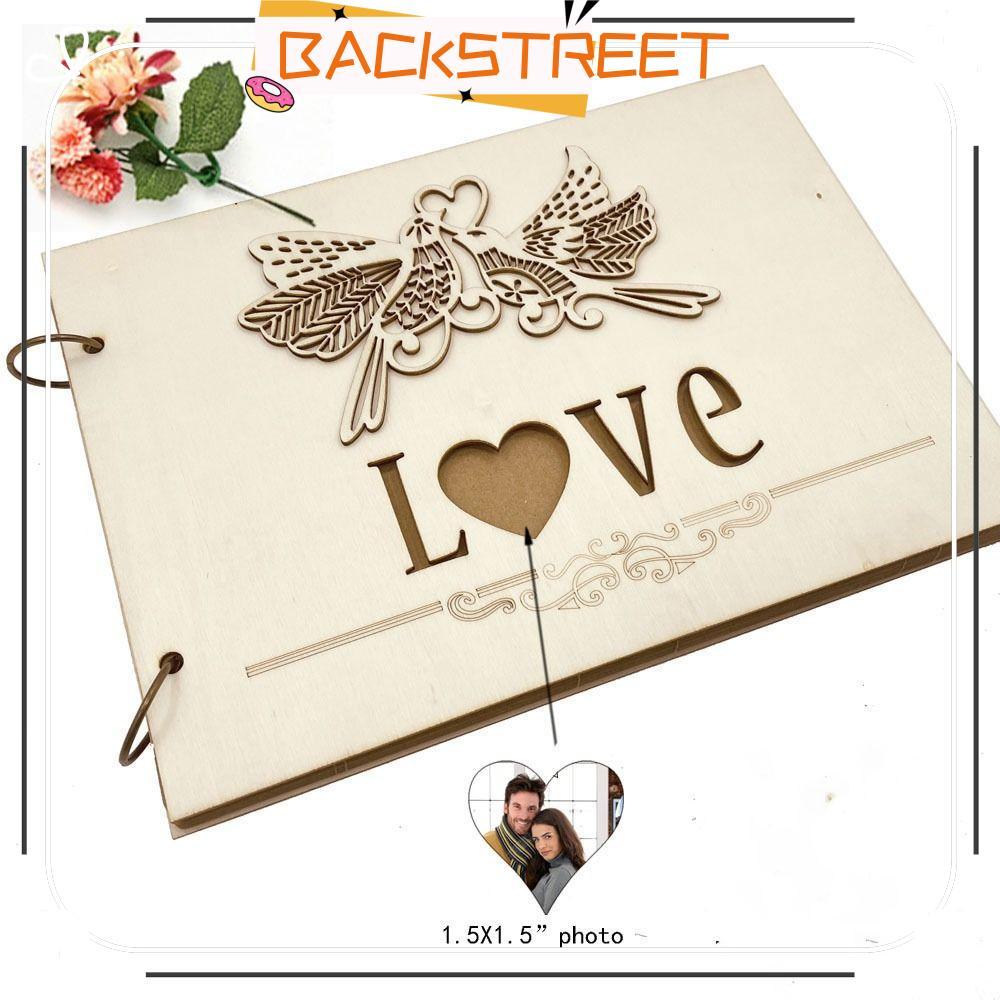 BACKSTAGE Guest Book, 27*19 CM Natural Colour Wedding Guest Book, Nice Wood Guest Recording Book Mem