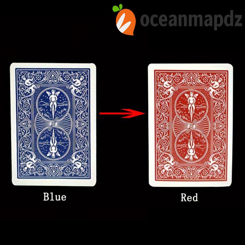 การ์ด OCEANMAPDZ เปลี่ยนสี, เปลี่ยนสีปิดการ์ดเปลี่ยนสี, Joke Magie Fun Blue Change Red Shin Lim Deck Magic Tricks Card เซอร์ไพรส์วันวาเลนไทน์