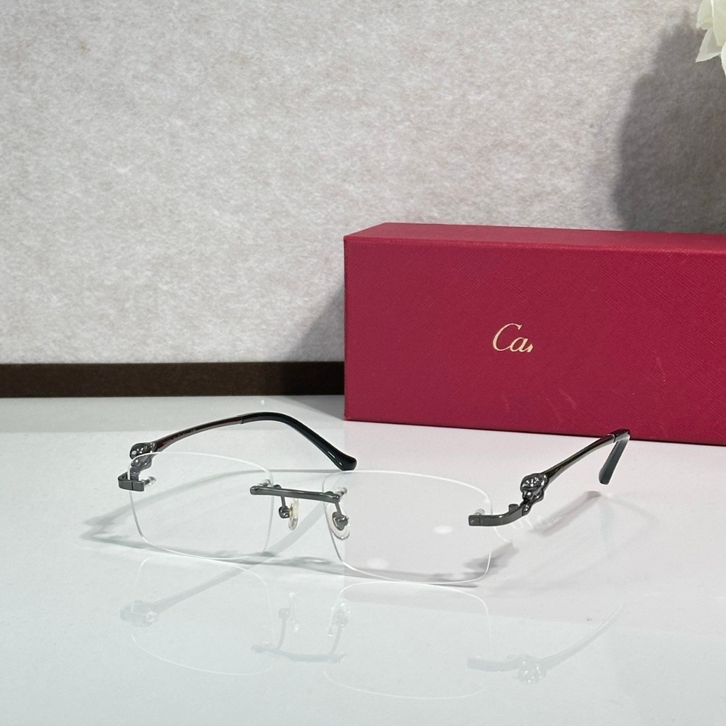 Ca *** er แว่นกันแดดไร้กรอบ Ins Style Leopard Leg Square Frame แว่นกันแดด CT0281O