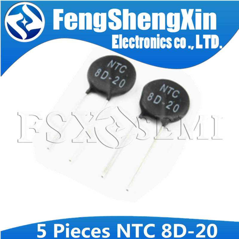 5 ชิ้น NTC8D-20 ตัวต้านทานเทอร์มิสเตอร์ NTC 8D-20 8R ตัวต้านทานความร้อน