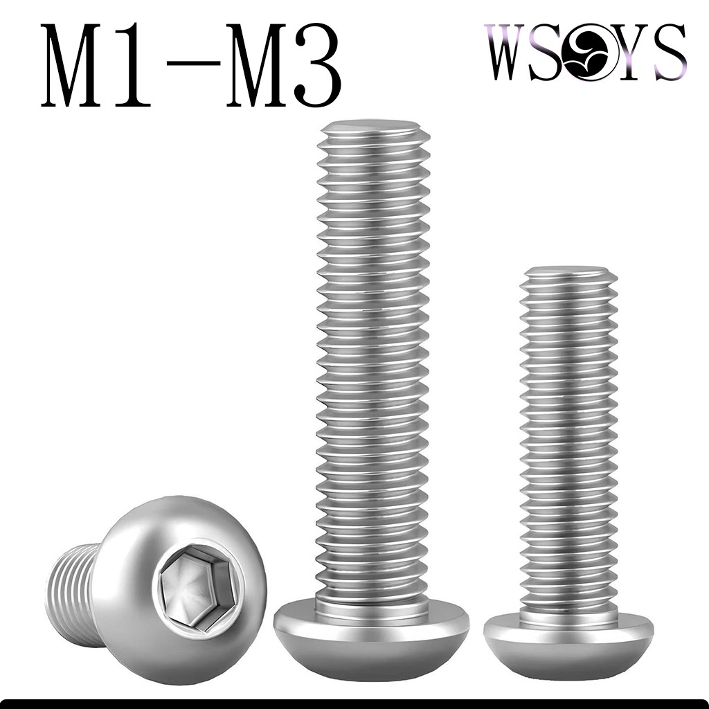 [WSYS-WJ]สแตนเลส 304 เกลียวมิล น็อต สกรู หัวจมกลม/Button Head Hexagon Socket Machine Screw M1-M3