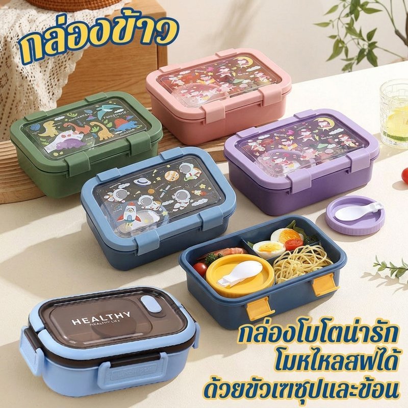 การ์ตูนกล่องอาหารกลางวันไมโครเวฟปลอดภัยรั่วซึมซุปถ้วยนักเรียนภาชนะบรรจุอาหาร บีพีเอ ฟรี หน้า เช่น