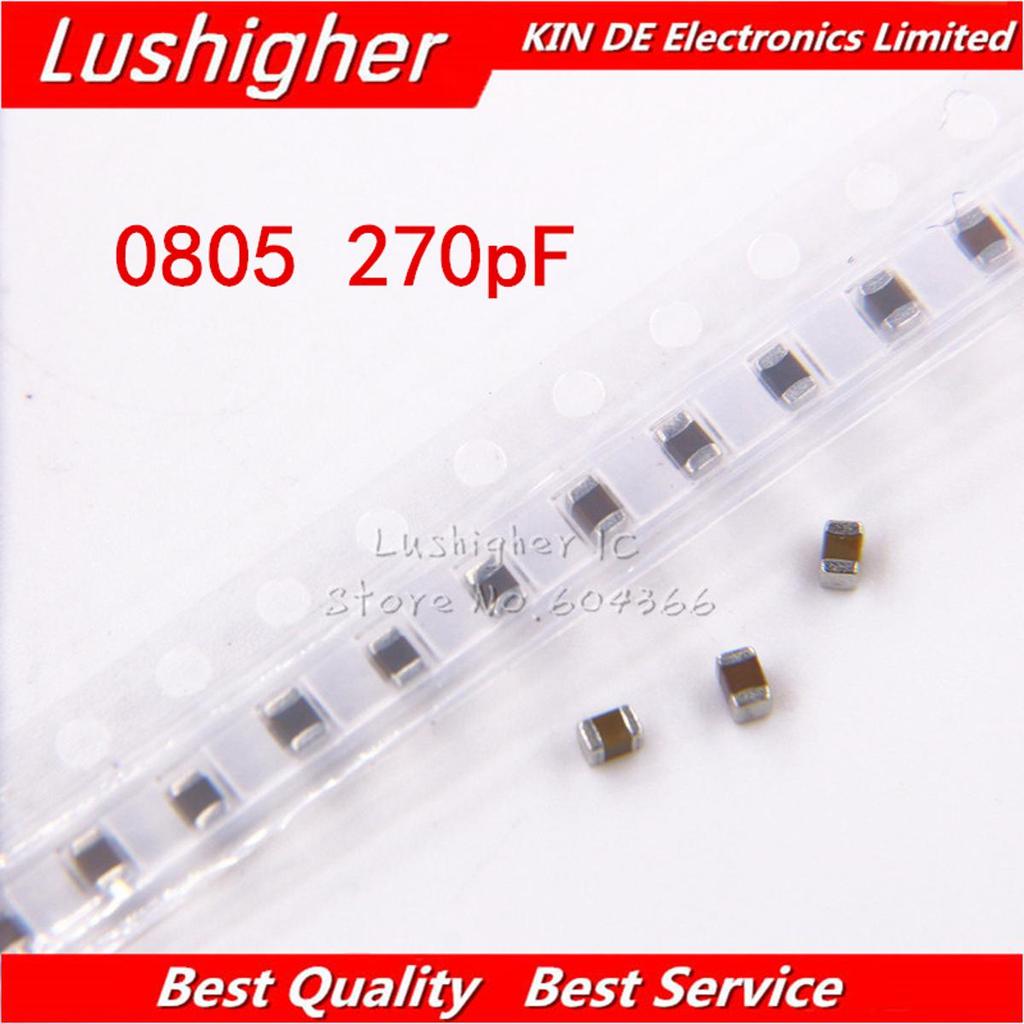 100 ชิ้น 0805 270pf 271k 100V X7R 10% ตัวเก็บประจุเซรามิก SMD MLCC