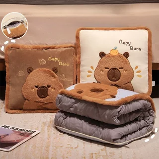 Capybara หมอนตุ๊กตาผ้าห่ม 3 In 1 นุ่มปุยขนาดใหญ่พับได้ของขวัญ Home Travel