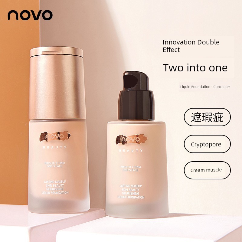 cushion foundation NOVO ครีมบํารุงผิวคอนซีลเลอร์รองพื้นชนิดน้ําให้ความชุ่มชื้นควบคุมความมันยาวนานกัน
