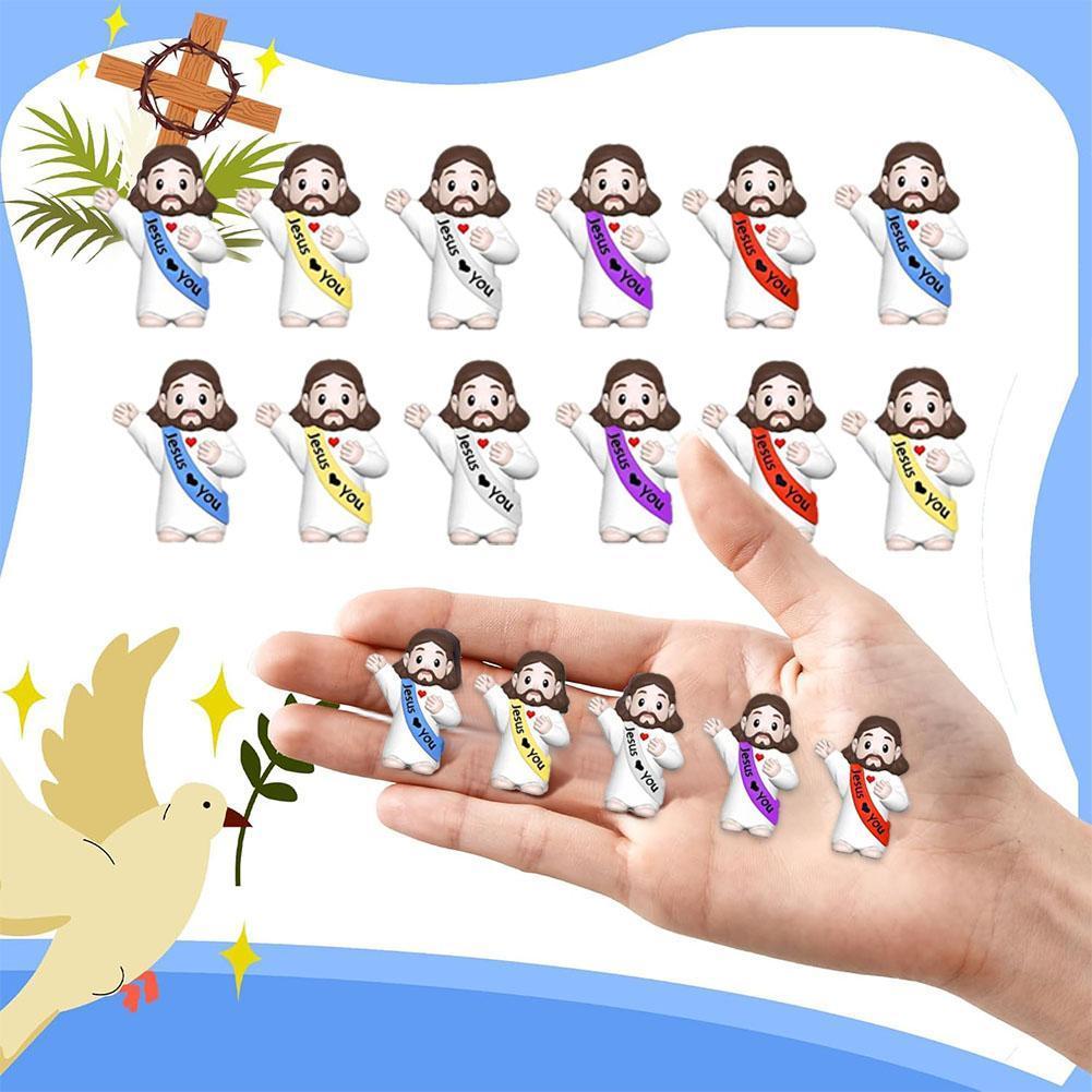 Easter Heart Shaped Encouragement การ์ตูนพระเยซู Pvc Figurines C0q2