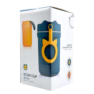 Soup Cup มีฝาปิด แบบพกพา ทนความร้อนได้ 20 - 120 องศาเซลเซียส ขนาด 330 ml. พร้อมหลอด [คละสี] PC