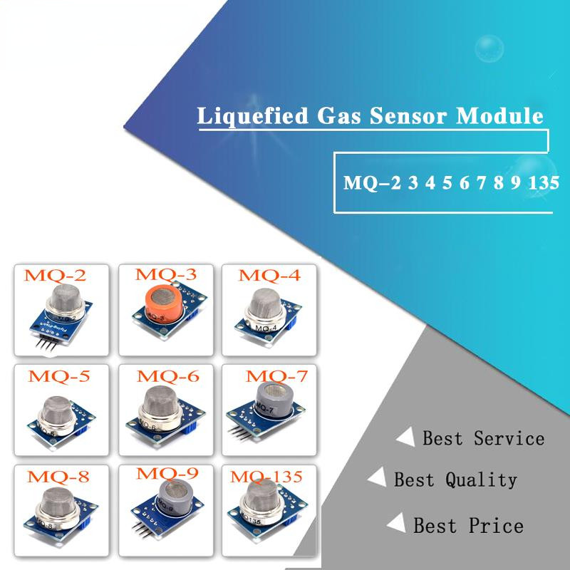 MQ-2 MQ-3 MQ-4 MQ-5 MQ-6 MQ-7 MQ-8 MQ-9 MQ-135 การตรวจจับควัน methane แก๊สเหลว Senso