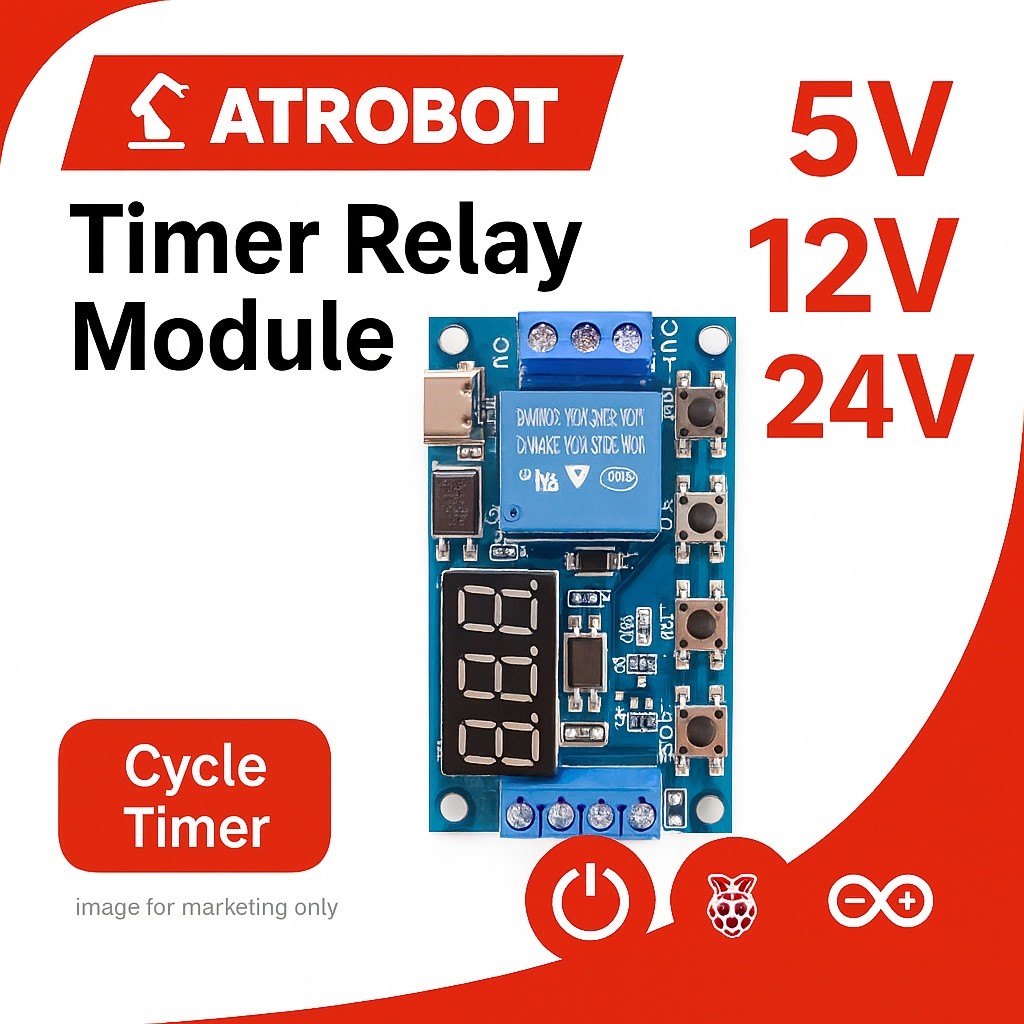 Relay Module ดิจิทัล Delay Timer 6–30V ตั้งเวลาง่าย จอแสดงผลแม่นยำ สูงสุด 1 ช่อง รองรับ MICRO/TYPE-C