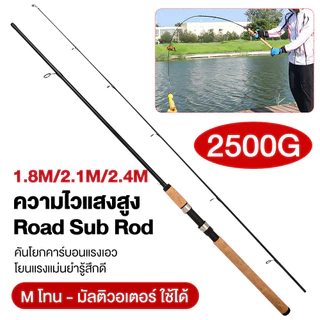 คันเบ็ดตกปลา UL คาร์บอนไฟเบอร์ 1.68/1.8/2ม. แหวนคู่มือเซรามิก ด้ามจับไม้ก๊อกแบ่งส่วน Spinning Casting
