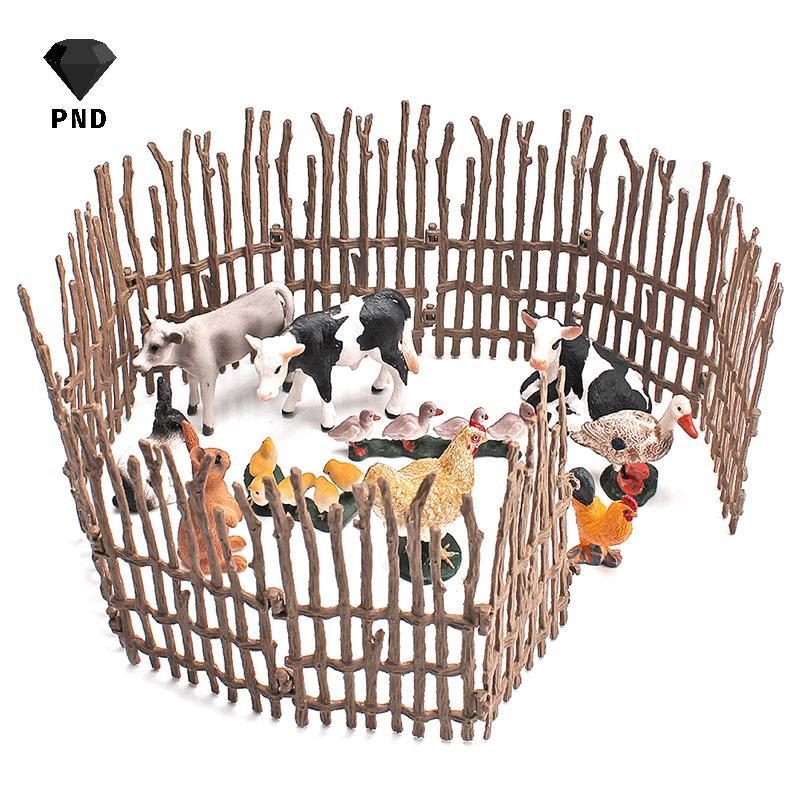 PND DIY ของเล่นเด็กจําลองสัตว์ฟาร์มรั้วสัตว์ปีกรุ่น Pasture Zoo ตุ๊กตา Captive รั้ว Wild Wolf Guardrail raoog