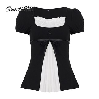 Áo thun nữ SweeticMe dáng chữ A short tay phồng, thiết kế ngọt ngào xu hướng mới