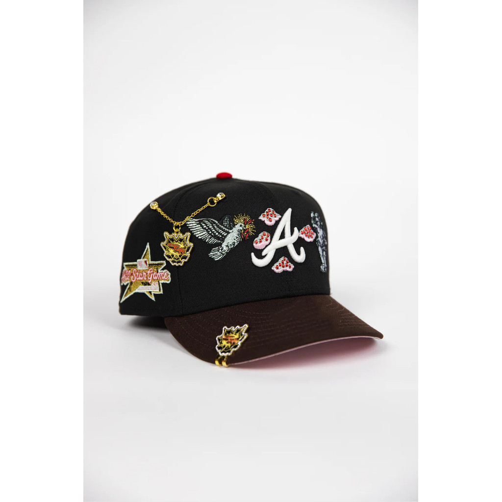 ขายร้อนคุณภาพสูง EW E2RA EXCLUSIVE 9FIFTY BLACK/ BROWN ATLANTA BRAVES "CITY OF ANGELS" W/ ALL STAR G