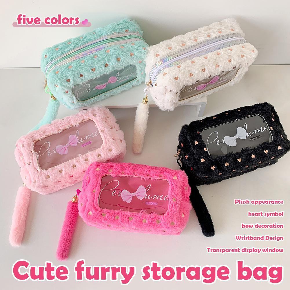 Ins Minimalist Bow-knot Makeup Bag Multi-functional Korean Bag Storage Style Beauty Brush C0g3