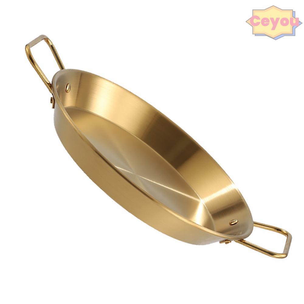 CEYOU Paella Pan, ชุดความร้อน Transfer กระทะสแตนเลส, เครื่องครัว Nonstick Dual Loop Handle ทองทอด Sa