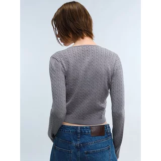 [Pomelo] เสื้อคาร์ดิแกนถักไหมพรมมีกระดุม / Ribbed Button Front Knit Cardigan