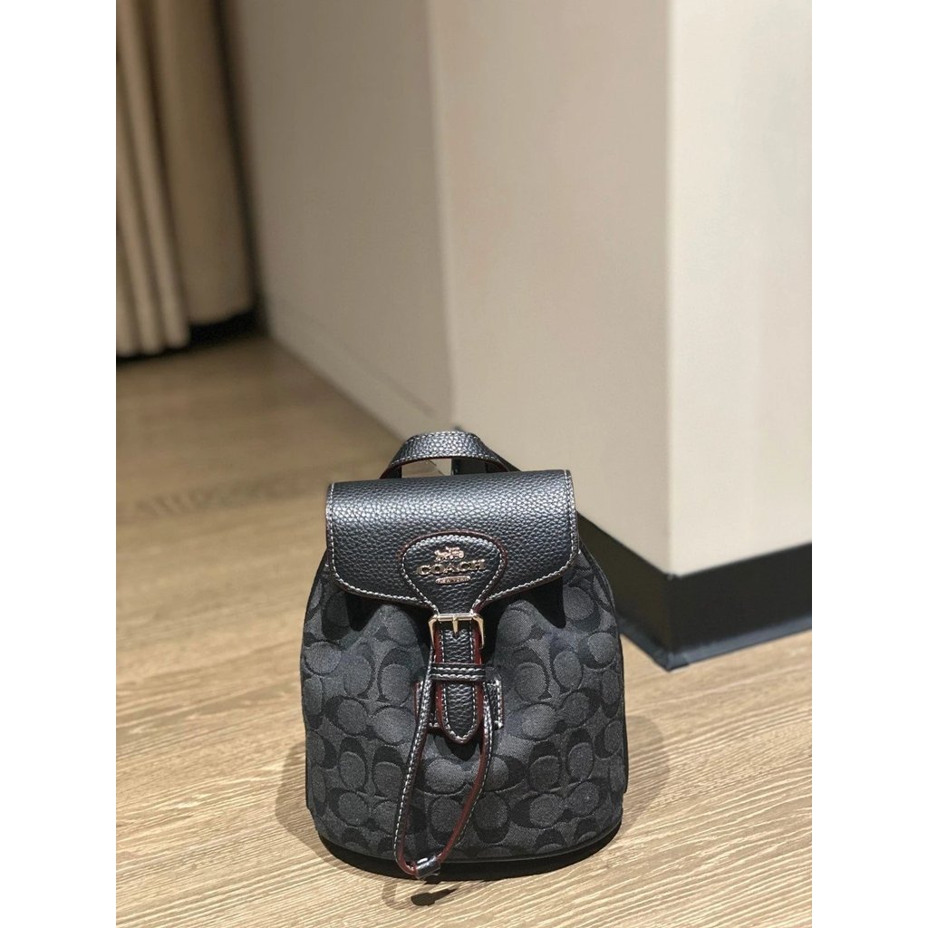 Coa Mara Cart Amelia Flap Drawstring กระเป๋าเป้สะพายหลังแบบพกพา Mini Small School Bag Canvas Leather