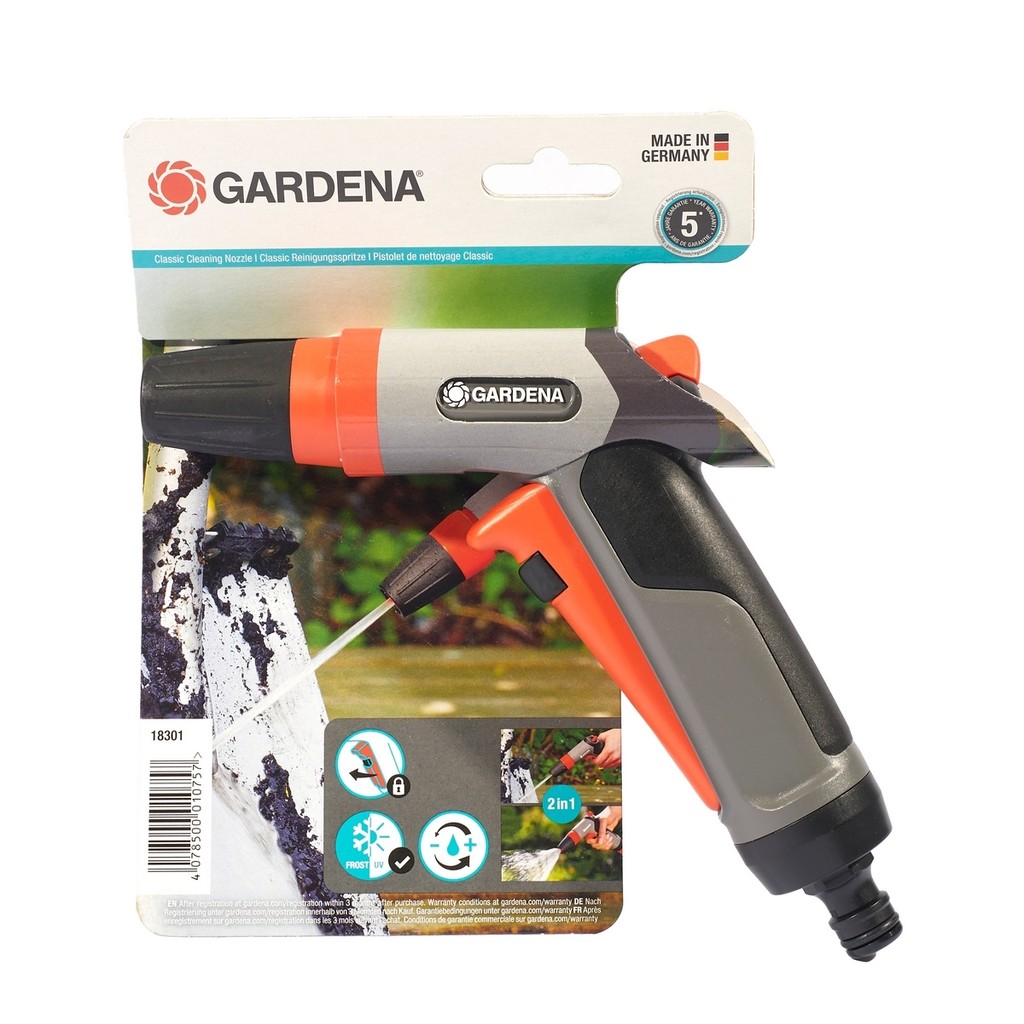 GARDENA หัวฉีดน้ำปรับน้ำได้ 2 แบบ รุ่น 18301-20 สามารถปรับปริมาณน้ำได้ มีปุ่มล็อคเพื่อให้น้ำไหลอย่าง