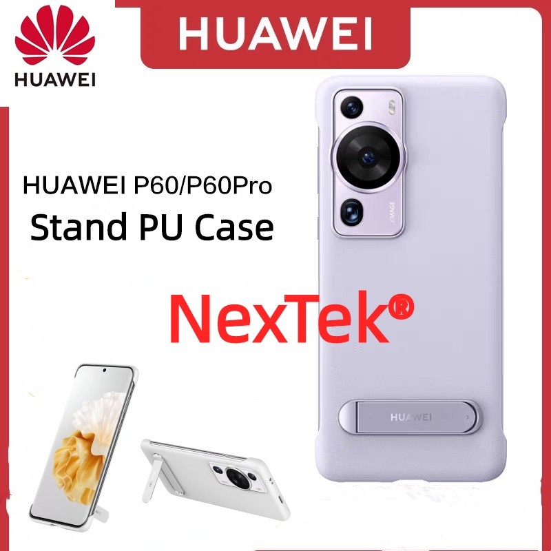 Original Huawei P60/P60 Pro ขาตั้ง PU ขาตั้งสําหรับ Huawei P60 หนัง PU ป้องกันฝาครอบโทรศัพท์กันกระแท