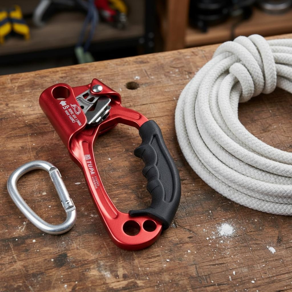 การดําเนินงานมือเดียวมือ Ascender Anti-Slip Handle Rock Climbing Ascender สล็อตทําความสะอาดโคลนอัตโน