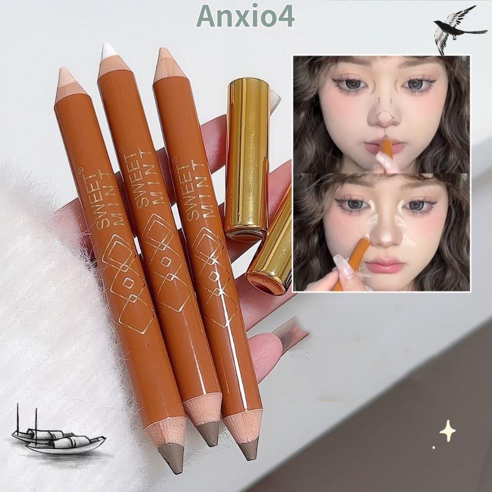 AnxiIO4 Contouring Shading Pen, Double Head Face Brighten Highlight Stick, Shadow Brightening Skin ค