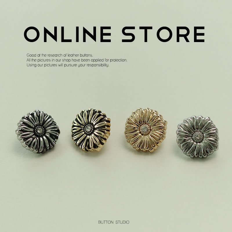Small Daisy Diamond-Studded Cufflinks ปุ่มโลหะผู้หญิงถักเสื้อปุ่มเสื้อ Cuff ปุ่มคอ All-Match