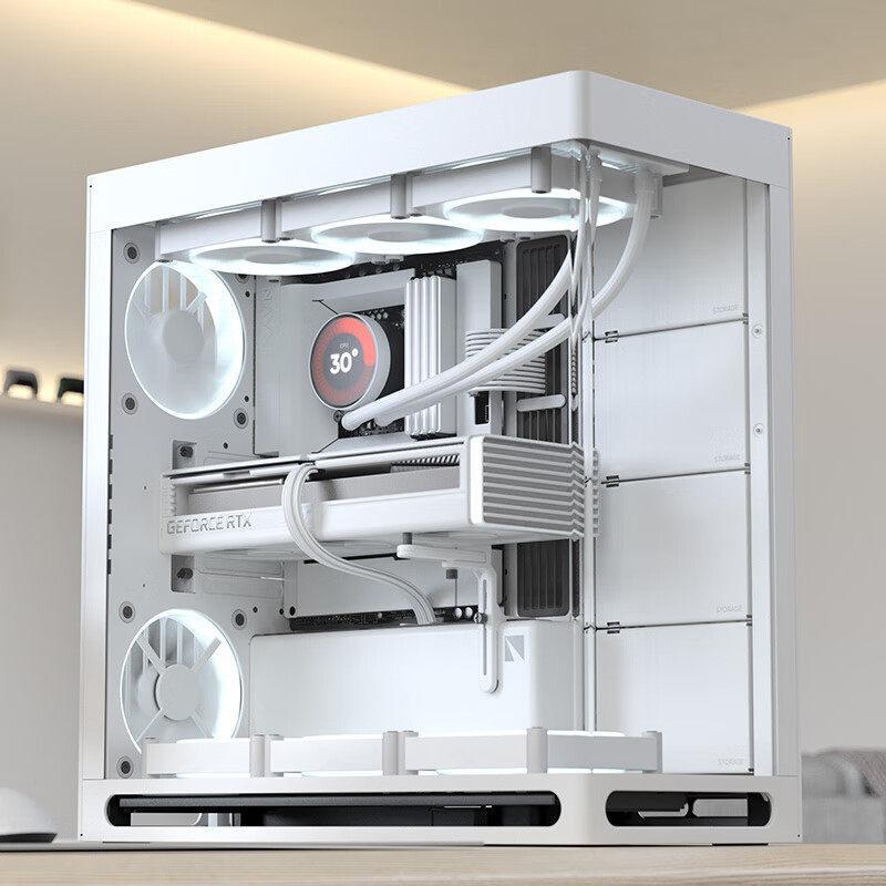 HAVN HS420 แชสซีคอมพิวเตอร์เดสก์ท็อปห้องวิวทะเลแบบบูรณาการกระจกโค้ง ATX เปิดแชสซีหลัก